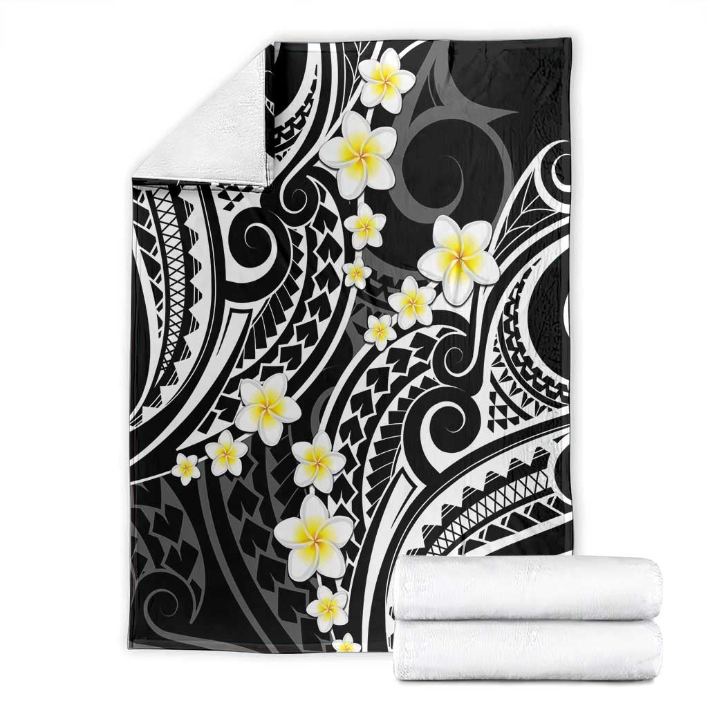Plumeria With Black Polynesian Tattoo Pattern Blanket LT05 - Polynesian Pride