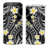 Plumeria With Black Polynesian Tattoo Pattern 4 in 1 Can Cooler Tumbler LT05 One Size: 16 oz Black - Polynesian Pride