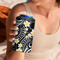 Plumeria With Black Polynesian Tattoo Pattern 4 in 1 Can Cooler Tumbler LT05 - Polynesian Pride