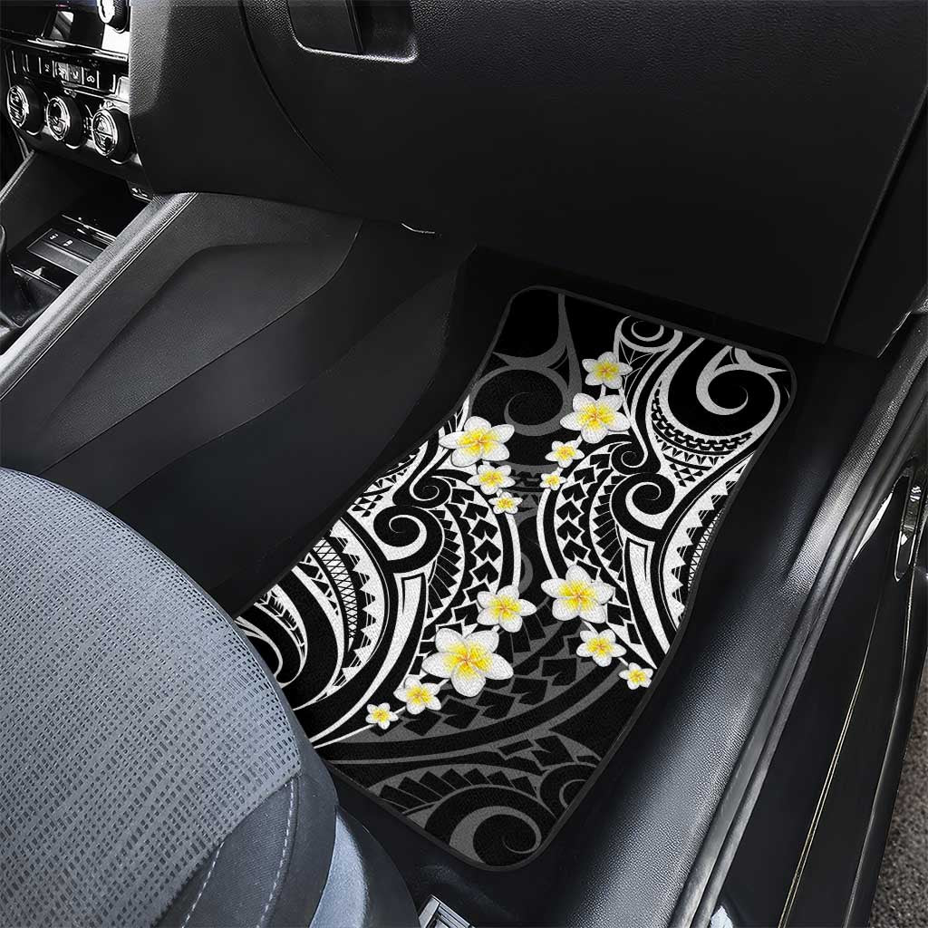 Plumeria With Black Polynesian Tattoo Pattern Car Mats LT05 - Polynesian Pride