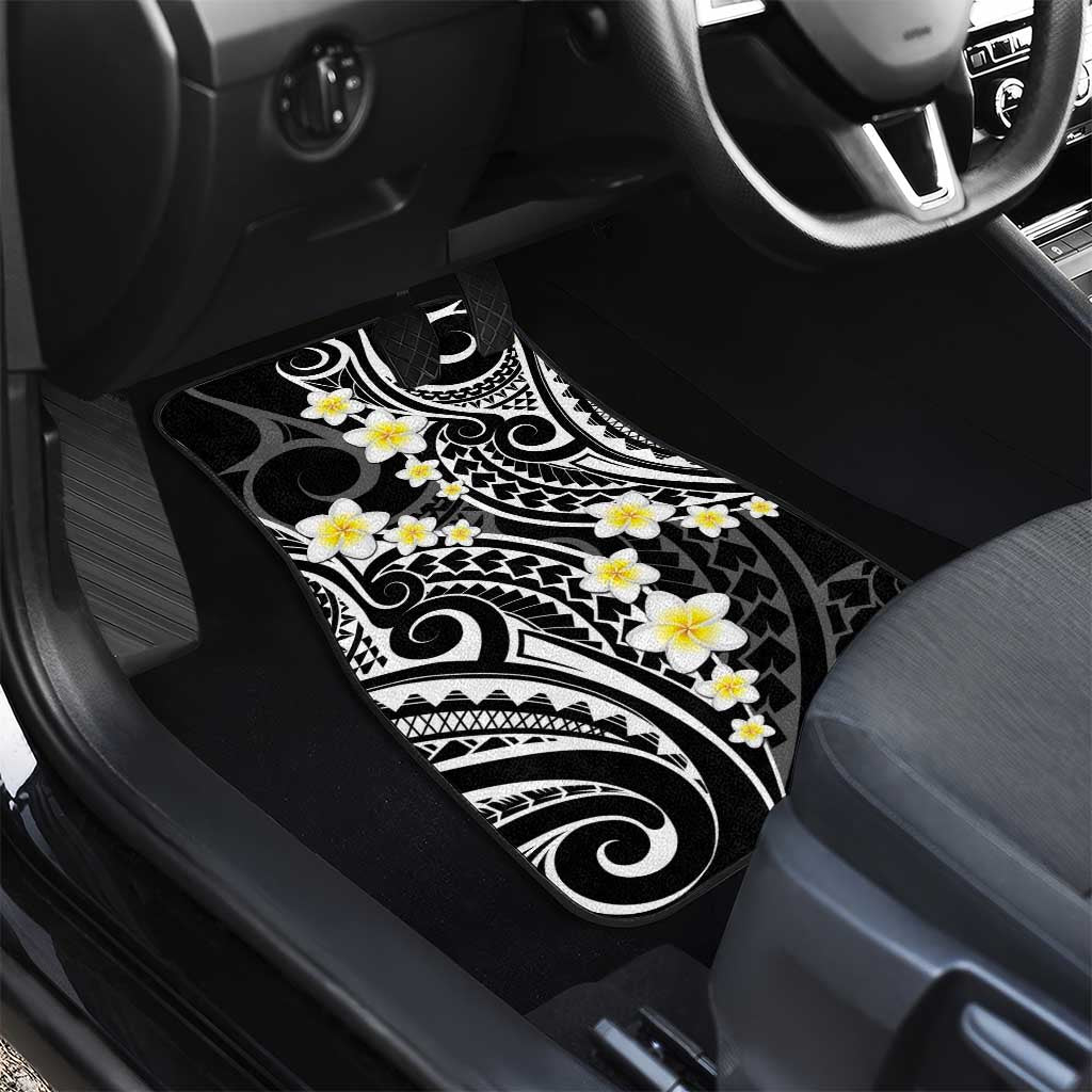 Plumeria With Black Polynesian Tattoo Pattern Car Mats LT05 - Polynesian Pride