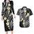 Plumeria With Black Polynesian Tattoo Pattern Couples Matching Long Sleeve Bodycon Dress and Hawaiian Shirt