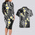 Plumeria With Black Polynesian Tattoo Pattern Couples Matching Long Sleeve Bodycon Dress and Hawaiian Shirt