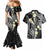 Plumeria With Black Polynesian Tattoo Pattern Couples Matching Mermaid Dress and Hawaiian Shirt