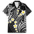 Plumeria With Black Polynesian Tattoo Pattern Family Matching Off Shoulder Maxi Dress and Hawaiian Shirt