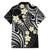 Plumeria With Black Polynesian Tattoo Pattern Family Matching Off Shoulder Maxi Dress and Hawaiian Shirt