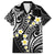 Plumeria With Black Polynesian Tattoo Pattern Family Matching Off Shoulder Short Dress and Hawaiian Shirt