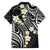 Plumeria With Black Polynesian Tattoo Pattern Family Matching Off Shoulder Short Dress and Hawaiian Shirt