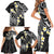 Plumeria With Black Polynesian Tattoo Pattern Family Matching Short Sleeve Bodycon Dress and Hawaiian Shirt