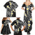 Plumeria With Black Polynesian Tattoo Pattern Family Matching Summer Maxi Dress and Hawaiian Shirt