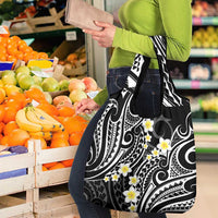 Plumeria With Black Polynesian Tattoo Pattern Grocery Bag LT05 - Polynesian Pride