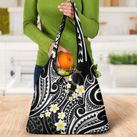 Plumeria With Black Polynesian Tattoo Pattern Grocery Bag LT05 - Polynesian Pride