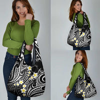 Plumeria With Black Polynesian Tattoo Pattern Grocery Bag LT05 - Polynesian Pride