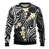 Plumeria With Black Polynesian Tattoo Pattern Ugly Christmas Sweater LT05 - Polynesian Pride