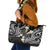 Plumeria With Black Polynesian Tattoo Pattern Leather Tote Bag