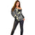 Plumeria With Black Polynesian Tattoo Pattern Off Shoulder Sweater