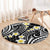 Plumeria With Black Polynesian Tattoo Pattern Round Carpet