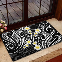 Plumeria With Black Polynesian Tattoo Pattern Rubber Doormat LT05 - Polynesian Pride
