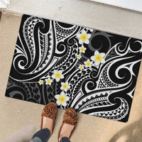 Plumeria With Black Polynesian Tattoo Pattern Rubber Doormat LT05 - Polynesian Pride