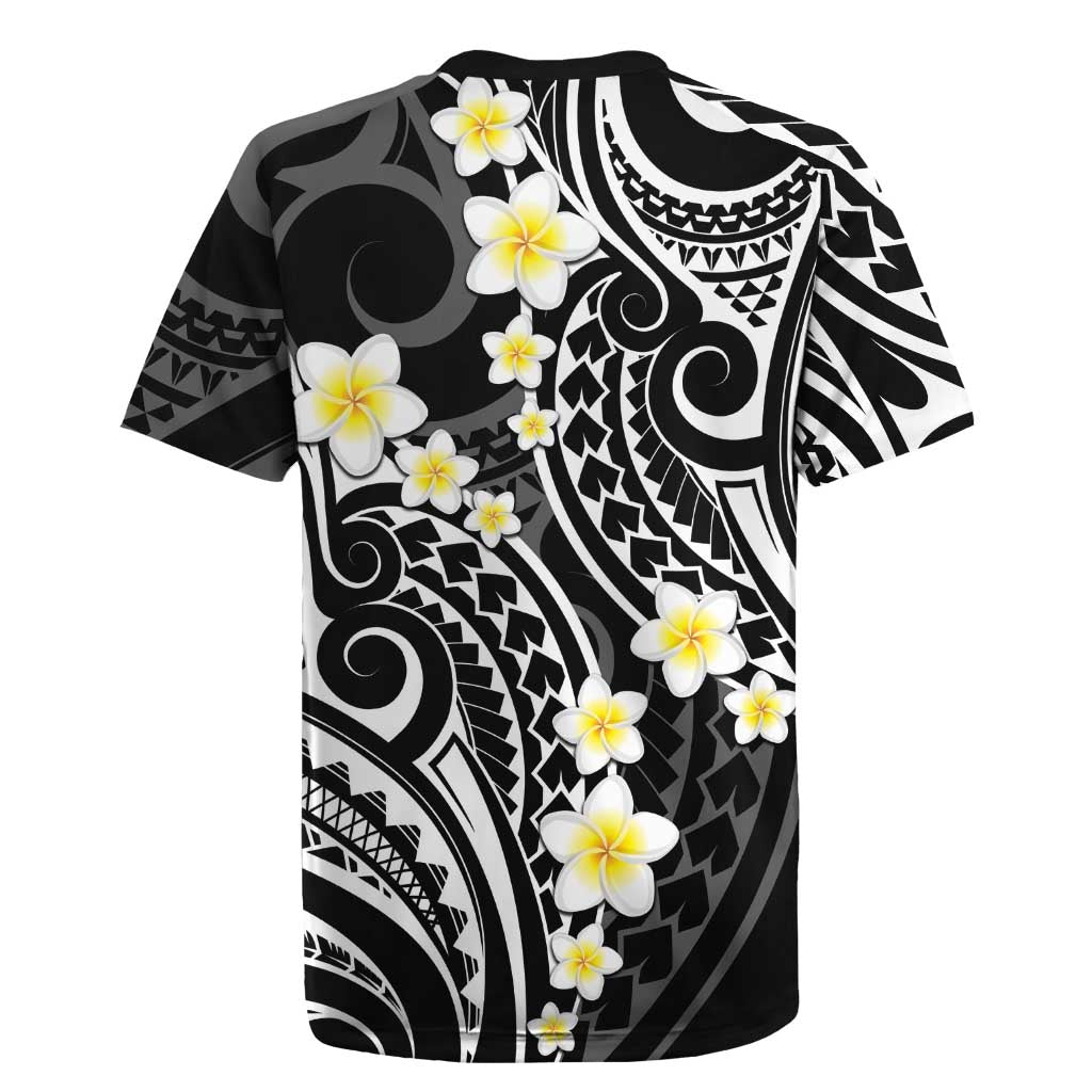 Plumeria With Black Polynesian Tattoo Pattern Rugby Jersey LT05 - Polynesian Pride