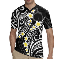 Plumeria With Black Polynesian Tattoo Pattern Rugby Jersey LT05 - Polynesian Pride