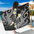 Plumeria With Black Polynesian Tattoo Pattern Sarong