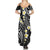 Plumeria With Black Polynesian Tattoo Pattern Summer Maxi Dress