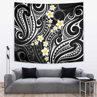Plumeria With Black Polynesian Tattoo Pattern Tapestry LT05 Black - Polynesian Pride