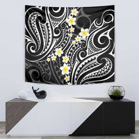 Plumeria With Black Polynesian Tattoo Pattern Tapestry LT05 - Polynesian Pride