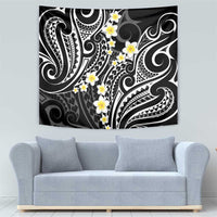 Plumeria With Black Polynesian Tattoo Pattern Tapestry LT05 - Polynesian Pride