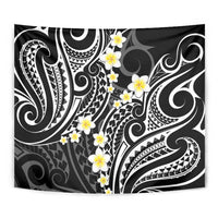 Plumeria With Black Polynesian Tattoo Pattern Tapestry LT05 - Polynesian Pride