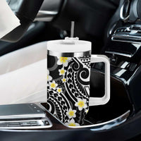 Plumeria With Black Polynesian Tattoo Pattern Tumbler With Handle LT05 - Polynesian Pride