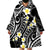 Plumeria With Black Polynesian Tattoo Pattern Wearable Blanket Hoodie