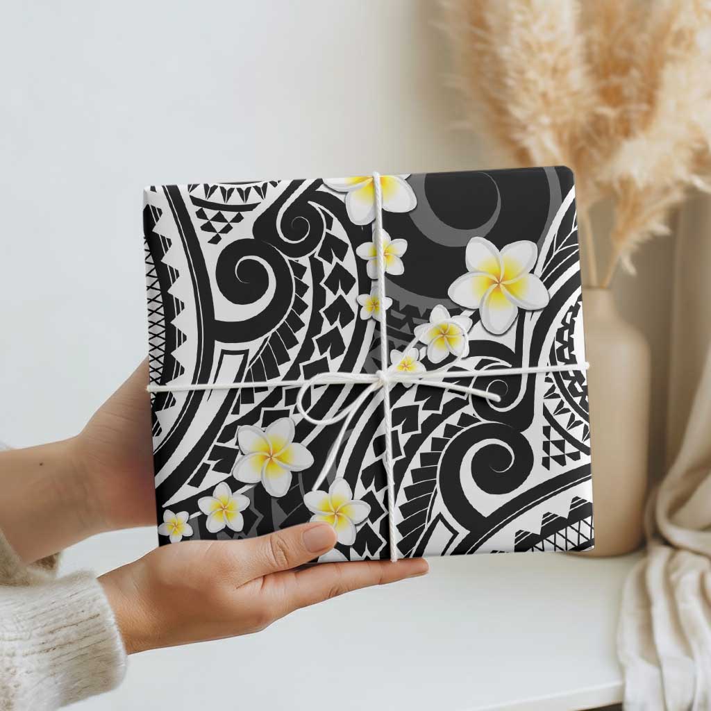 Plumeria With Black Polynesian Tattoo Pattern Wrapping Paper LT05 - Polynesian Pride
