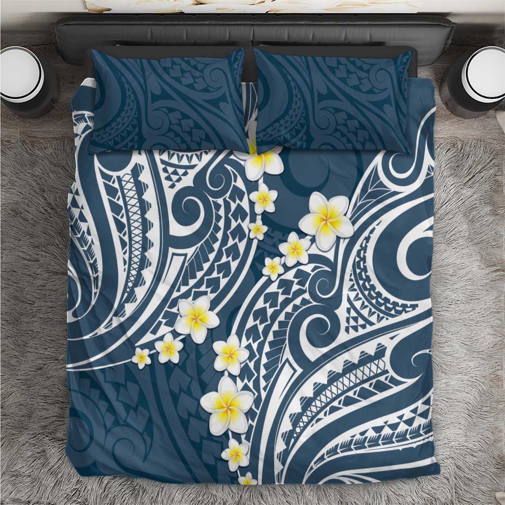 Plumeria With Blue Polynesian Tattoo Pattern Bedding Set LT05 Blue - Polynesian Pride