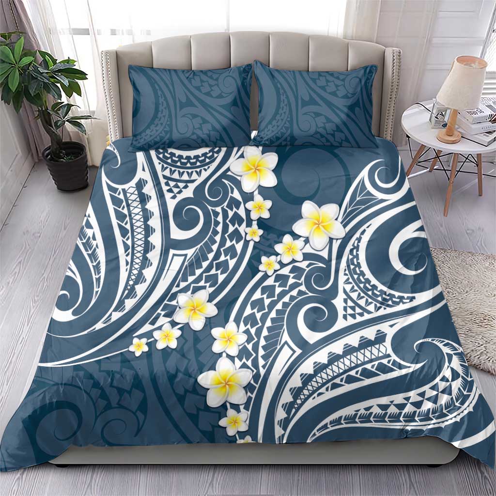 Plumeria With Blue Polynesian Tattoo Pattern Bedding Set LT05 - Polynesian Pride