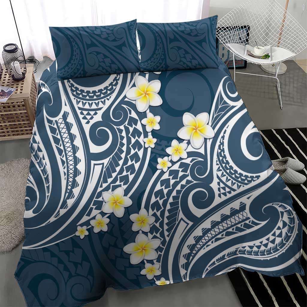 Plumeria With Blue Polynesian Tattoo Pattern Bedding Set LT05 - Polynesian Pride