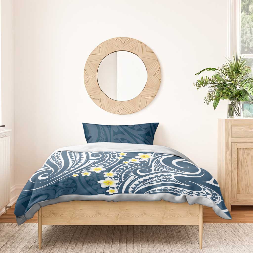 Plumeria With Blue Polynesian Tattoo Pattern Bedding Set LT05 - Polynesian Pride
