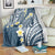 Plumeria With Blue Polynesian Tattoo Pattern Blanket