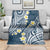 Plumeria With Blue Polynesian Tattoo Pattern Blanket