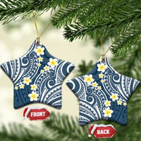Plumeria With Blue Polynesian Tattoo Pattern Ceramic Ornament LT05 Star Blue - Polynesian Pride