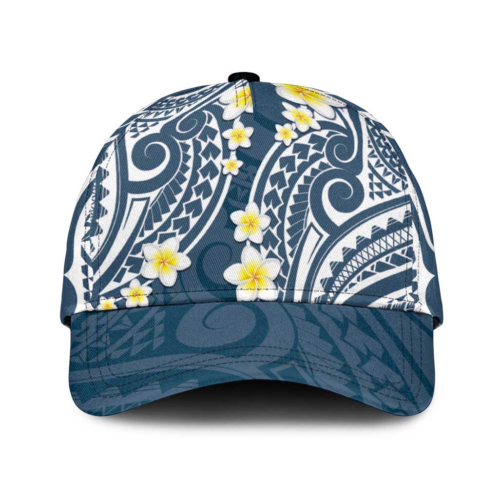 Plumeria With Blue Polynesian Tattoo Pattern Classic Cap LT05 Universal Fit Blue - Polynesian Pride
