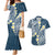 Plumeria With Blue Polynesian Tattoo Pattern Couples Matching Mermaid Dress and Hawaiian Shirt