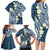 Plumeria With Blue Polynesian Tattoo Pattern Family Matching Long Sleeve Bodycon Dress and Hawaiian Shirt