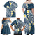 Plumeria With Blue Polynesian Tattoo Pattern Family Matching Off Shoulder Maxi Dress and Hawaiian Shirt