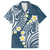 Plumeria With Blue Polynesian Tattoo Pattern Family Matching Off Shoulder Maxi Dress and Hawaiian Shirt