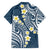 Plumeria With Blue Polynesian Tattoo Pattern Family Matching Off Shoulder Maxi Dress and Hawaiian Shirt