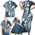 Plumeria With Blue Polynesian Tattoo Pattern Family Matching Short Sleeve Bodycon Dress and Hawaiian Shirt