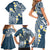 Plumeria With Blue Polynesian Tattoo Pattern Family Matching Short Sleeve Bodycon Dress and Hawaiian Shirt