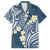 Plumeria With Blue Polynesian Tattoo Pattern Family Matching Short Sleeve Bodycon Dress and Hawaiian Shirt